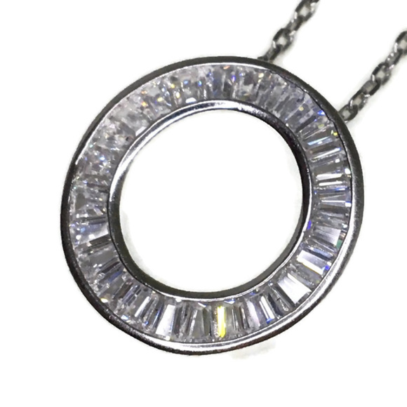 Tapered Baguette Cubic Zirconia Circle pendant - Picture 2 of 4